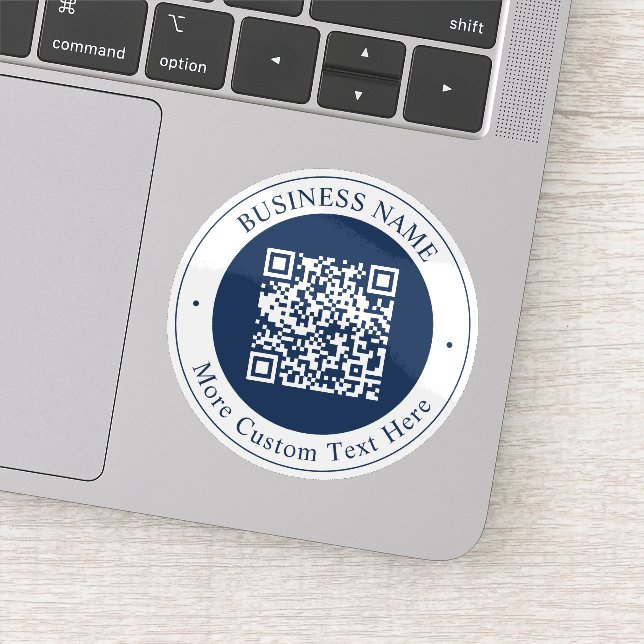 Pegatina Código QR y texto personalizables | Azul marino os (Detalle)