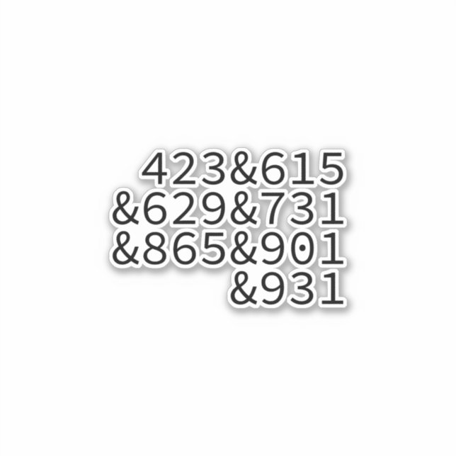 Pegatina Códigos de área Tennesse (Anverso)