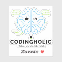 Pegatina Codingholic Tech Brain Programmer 