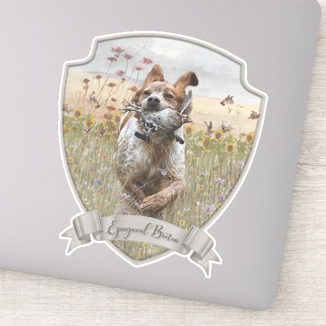 Pegatina codorniz de caza bretona española, arte (Detalle)