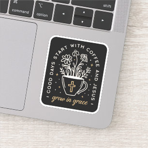 Pegatina Coffee and Jesus cita la estética de la academia o