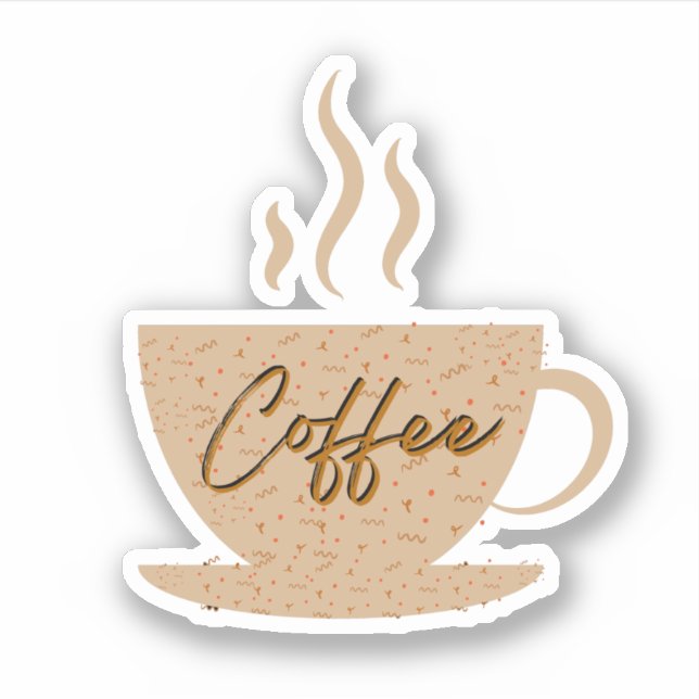 Pegatina Coffee Cup & Coffee  text with hearts Sticker (Anverso)