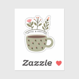 Pegatina Coffee Cup Floral Quote