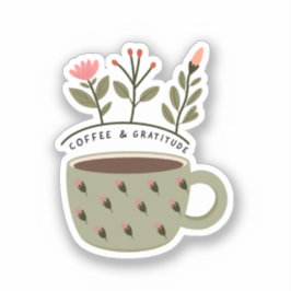 Pegatina Coffee Cup Floral Quote