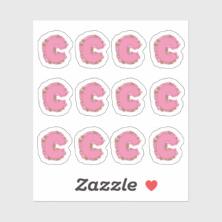 Pegatina Coffee Letter C: Monogram Initial Sheet