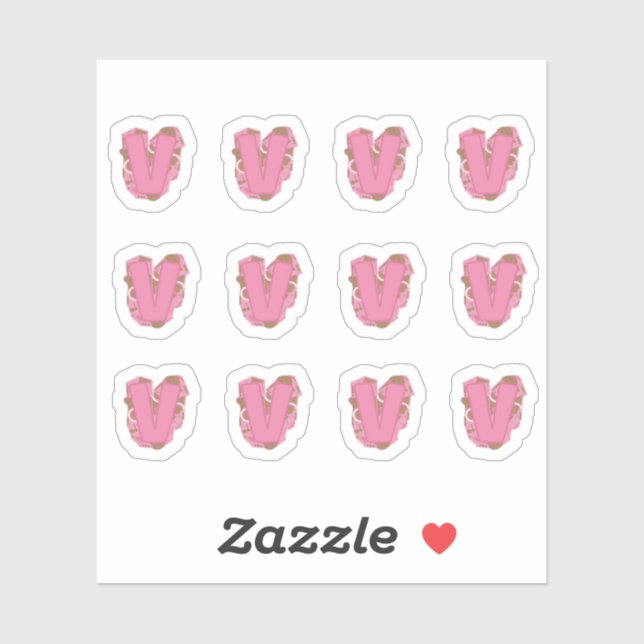 Pegatina Coffee Letter V: Monogram Initial Sheet (Hoja)