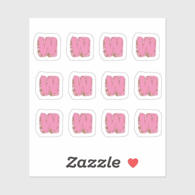 Pegatina Coffee Letter W: Monogram Initial Sheet (Hoja)