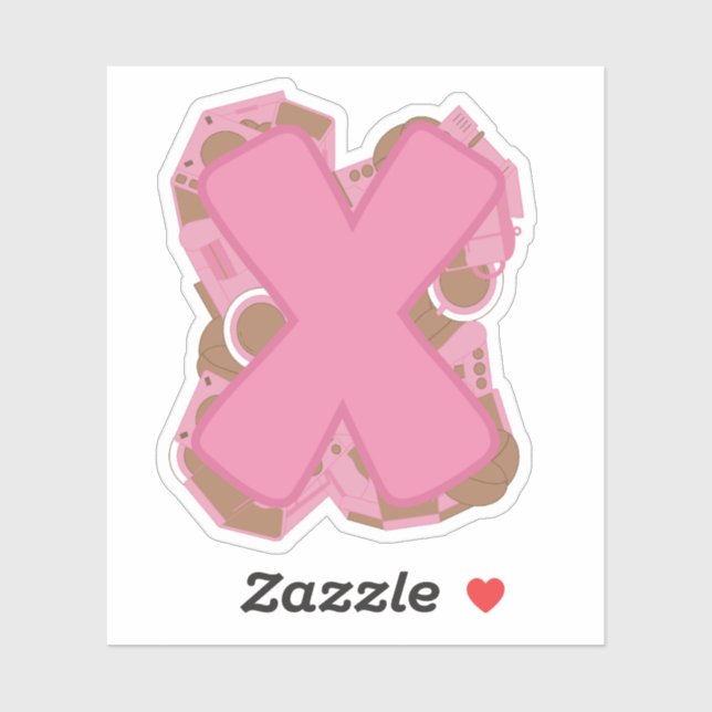 Pegatina Coffee Letter X: Monogram Initial  (Hoja)