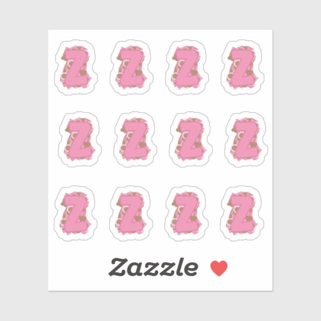 Pegatina Coffee Letter Z: Monogram Initial Sheet (Hoja)