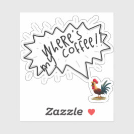 Pegatina Coffee Rooster
