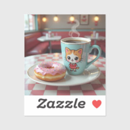 Pegatina Coffee y donut judos en retro diner