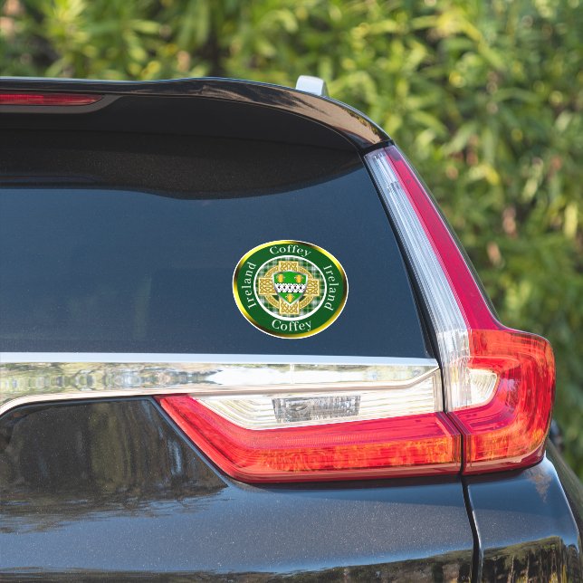 Pegatina Coffey Irish Shield y Celtic Cross Personalizado (Lado del coche)