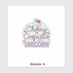 Pegatina Cojinete de Cereza Unicornio Original Zazzle De