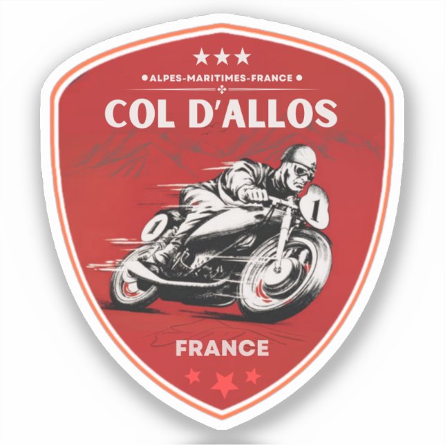 Pegatina Col d'Allos, ruta francesa Alpes motobike (Anverso)