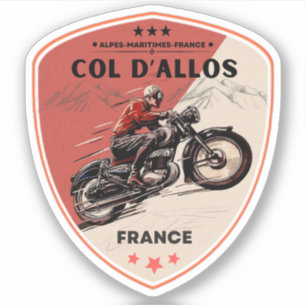 Pegatina Col d'Allos, tour en moto por los Alpes franceses