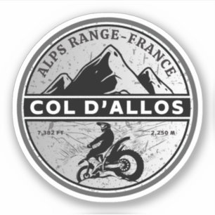 Pegatina Col d'Allos, tour en moto por los Alpes franceses