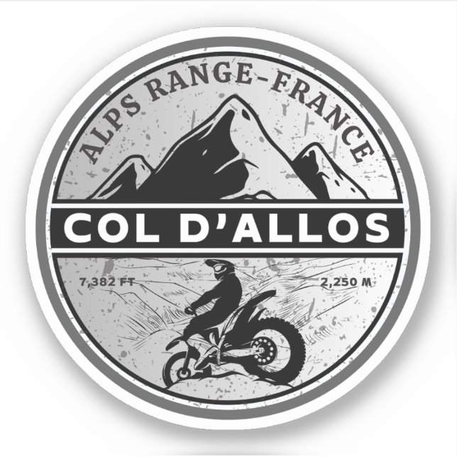 Pegatina Col d'Allos, tour en moto por los Alpes franceses (Anverso)