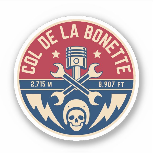 Pegatina Col de la Bonette french Alpes motobike tour (Anverso)