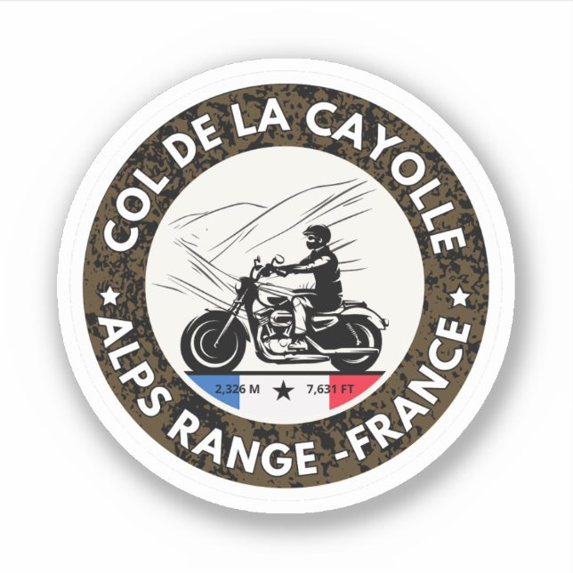 Pegatina Col de la Cayolle french Alpes motobike tour (Anverso)