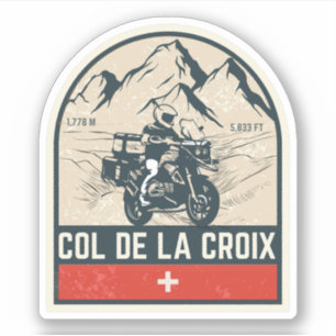 Pegatina Col de la Croix recorrido en moto por los Alpes su