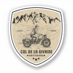 Pegatina Col de la Givrine recorrido en moto por los Alpes