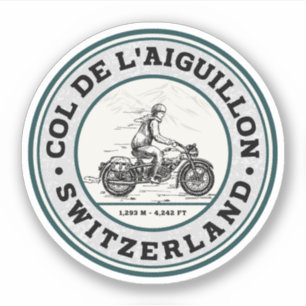 Pegatina Col de l'Aiguillon tour en moto por los Alpes suiz