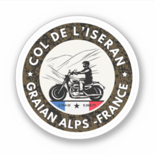 Pegatina Col de l'Iseran francés Alpes tour en moto