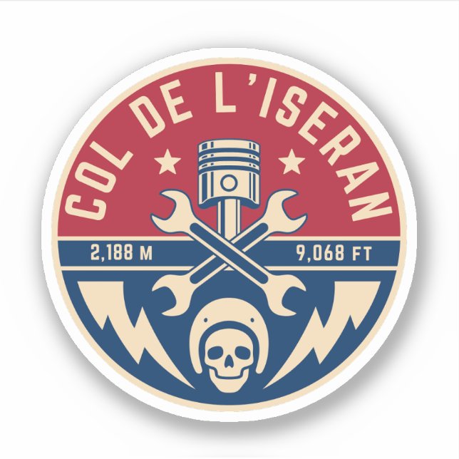 Pegatina Col de l'Iseran french Alpes motobike tour (Anverso)