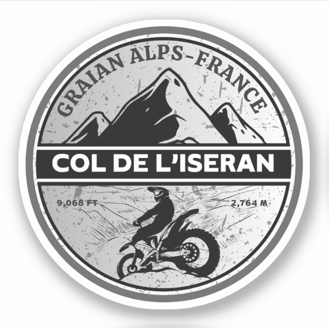 Pegatina Col de l'Iseran french Alpes motobike tour (Anverso)