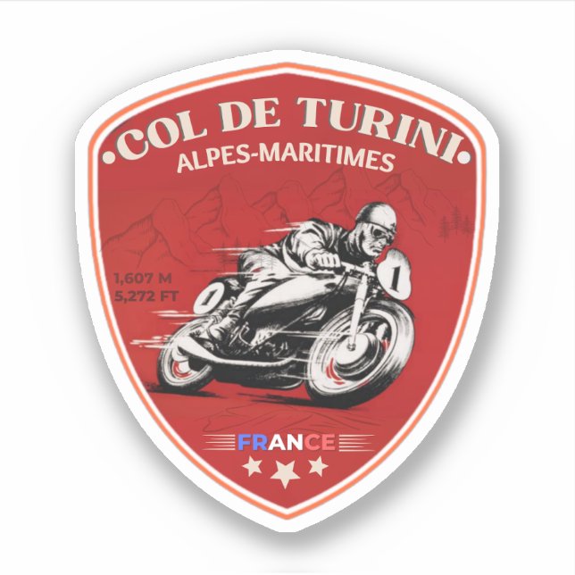 Pegatina Col de turini, Alpes Maritimes pegamento para moto (Anverso)