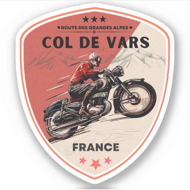 Pegatina Col de Vars french Alpes motobike tour (Anverso)