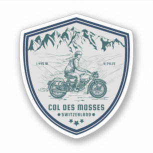 Pegatina Col des Mosses recorrido en moto por los Alpes sui