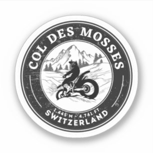 Pegatina Col des Mosses recorrido en moto por los Alpes sui