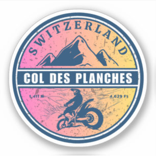 Pegatina Col des Planches recorrido en moto por los Alpes s
