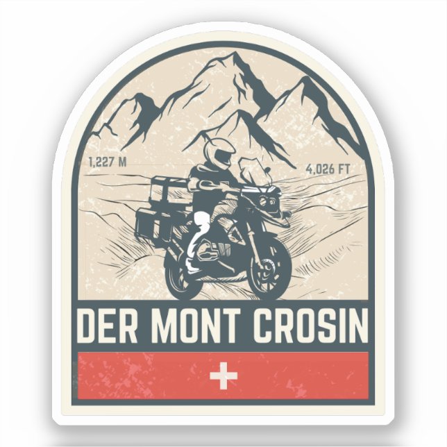 Pegatina Col du Mont Crosin tour en moto (Anverso)