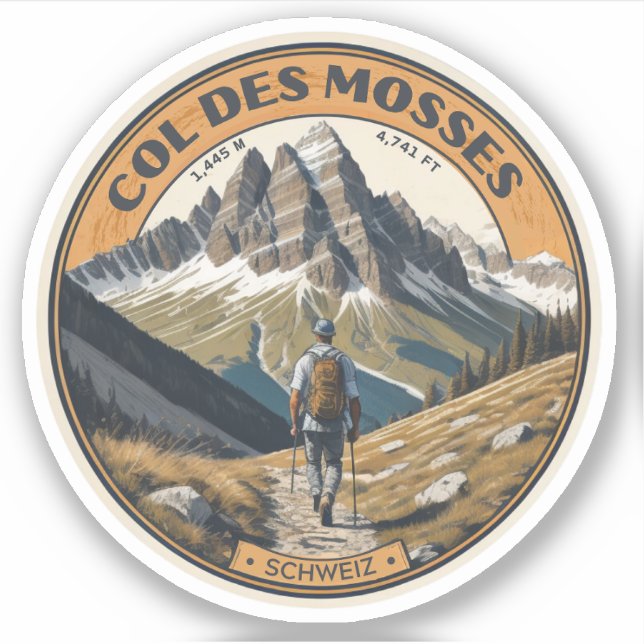 Pegatina Col du Mosses canton de Vaud suiza carretera alpin (Anverso)
