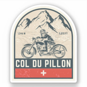 Pegatina Col du Pillon recorrido en moto por los Alpes suiz