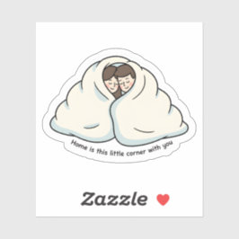Pegatina Colección Acogedora de Pareja y Gato Personalizada