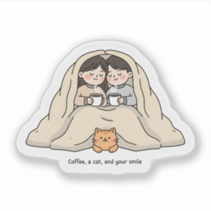Pegatina Colección Acogedora para Parejas y Amantes de Gato