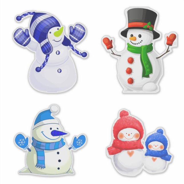 Pegatina Colección Alegre de Muñecos de Nieve de Invierno (Anverso)