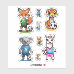 Pegatina Colección de adorables animales jugando fútbol 