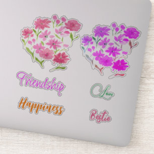 Pegatina Colección de amistad Acuarela Flores salvajes