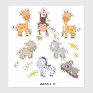 Pegatina Colección de animales de la jungla