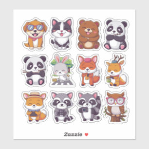 Pegatina Colección de animales lindos y divertidos