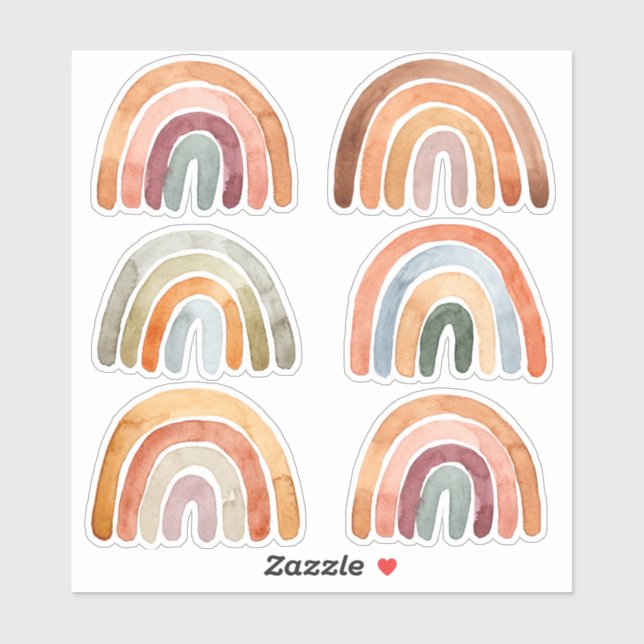 Pegatina Colección de arcoiris de color de agua (Hoja)