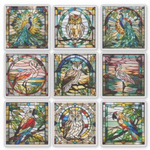 Pegatina Colección de aves de cristal contenido falso