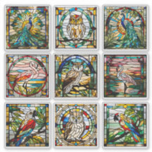 Colección de Aves de Vidrio Pintado Falso