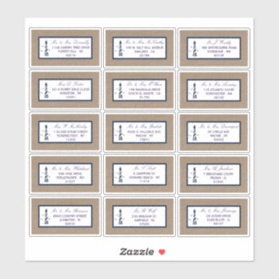 Pegatina Colección de Bodas Burlap del faro náutico