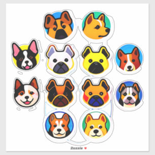 Pegatina Colección de cachorros de dibujos animados lindos