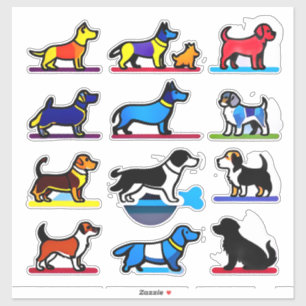 Pegatina Colección de cachorros de dibujos animados lindos